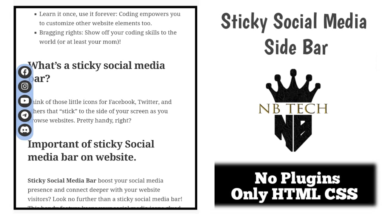 sticky social media bar on website
